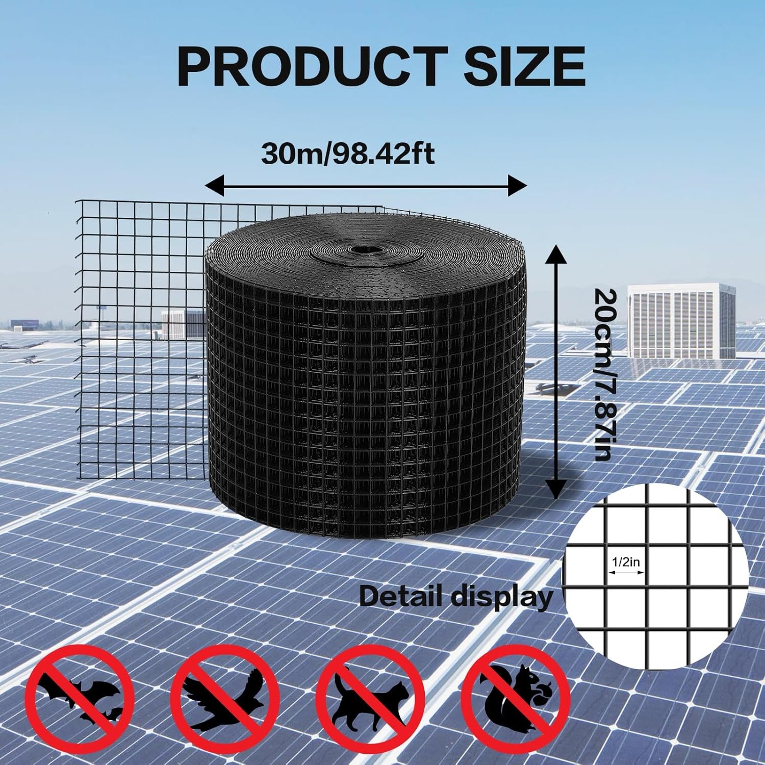 Solar Panel Bird Proofing | Bird Mesh For Solar Panels | Bird Netting For Solar Panels - 30m roll
