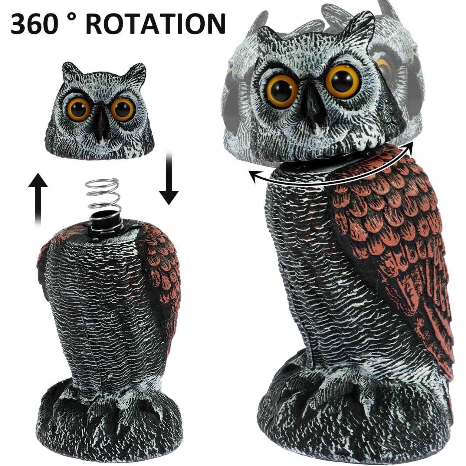 Fake Owl Decoy | Bird Scarecrow | Plastic Owl Statues: image 3