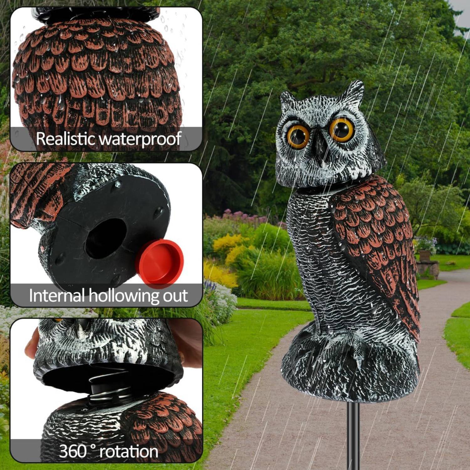 Fake Owl Decoy | Bird Scarecrow | Plastic Owl Statues: image 4